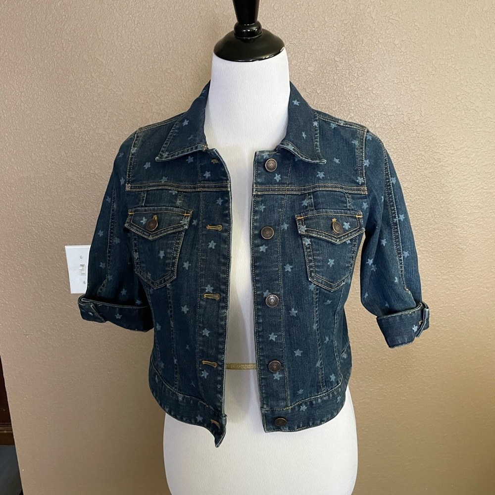 Loft dark denim jacket with lighter denim stars